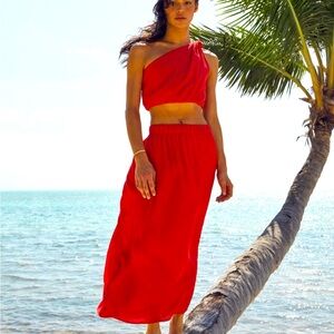 Crinkly flowy maxi skirt